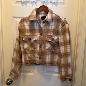 Love Tree Beige Plaid Utility Jacket